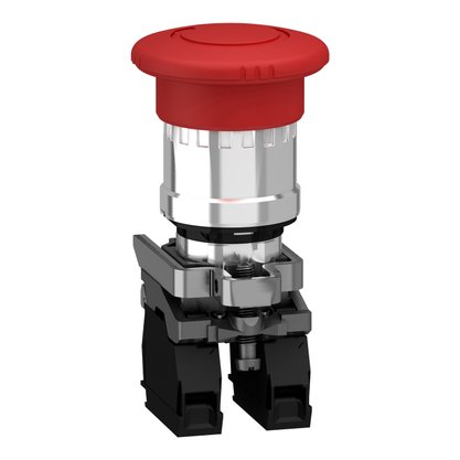 XB4BS8444 - BOTAO 22MM METALICO SOCO ACAO BRUSCA GIRATORIO VERMELHO