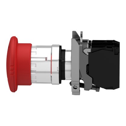 XB4BS8444 - BOTAO 22MM METALICO SOCO ACAO BRUSCA GIRATORIO VERMELHO
