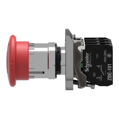 XB4BS84441 - BOTÃO Ø22MM METÁLICO EMERGÊNCIA GIRAR PARA DESTRAVAR COGUMELO Ø40MM VERMELHO NA 2NF