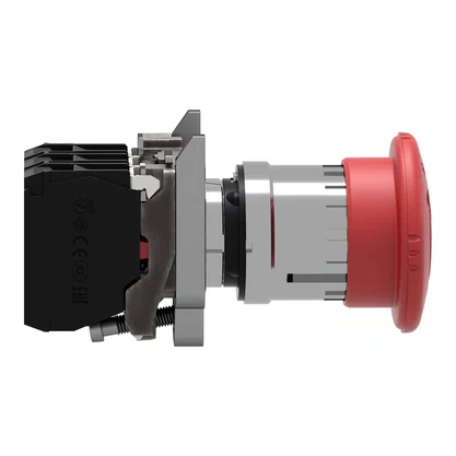 XB4BS84441 - BOTÃO Ø22MM METÁLICO EMERGÊNCIA GIRAR PARA DESTRAVAR COGUMELO Ø40MM VERMELHO NA 2NF