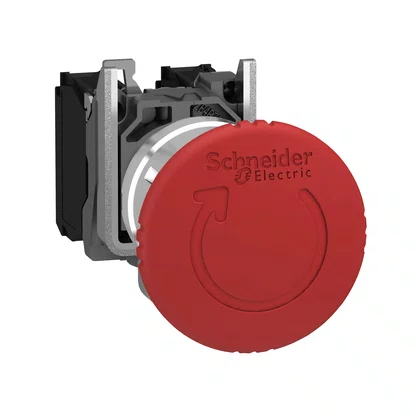 XB4BS84441 - BOTÃO Ø22MM METÁLICO EMERGÊNCIA GIRAR PARA DESTRAVAR COGUMELO Ø40MM VERMELHO NA 2NF