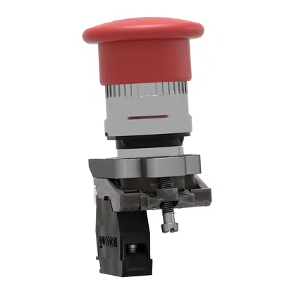 XB4BT842 - BOTAO 22MM METALICO SOCO ACAO BRUSCA EMP PUXAR D40 VERMELHO