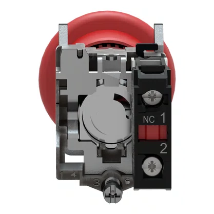 XB4BT842 - BOTAO 22MM METALICO SOCO ACAO BRUSCA EMP PUXAR D40 VERMELHO