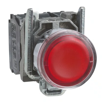 XB4BW3465 - BOTÃO LUMINOSO Ø22MM METÁLICO RETORNO POR MOLA VERMELHO NA NF LÂMPADA ≤250V