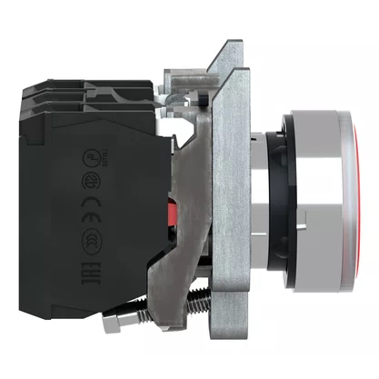 XB4BW3465 - BOTÃO LUMINOSO Ø22MM METÁLICO RETORNO POR MOLA VERMELHO NA NF LÂMPADA ≤250V