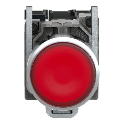 XB4BW3465 - BOTÃO LUMINOSO Ø22MM METÁLICO RETORNO POR MOLA VERMELHO NA NF LÂMPADA ≤250V