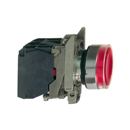 XB4BW3465 - BOTÃO LUMINOSO Ø22MM METÁLICO RETORNO POR MOLA VERMELHO NA NF LÂMPADA ≤250V