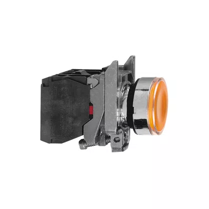 XB4BW3565 - BOTÃO LUMINOSO Ø22MM METÁLICO RETORNO POR MOLA LARANJA NA NF LÂMPADA ≤250V