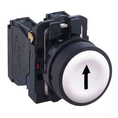 XB5AA3341 - BOTÃO Ø22MM PLÁSTICO RETORNO POR MOLA BRANCO "↑" NA