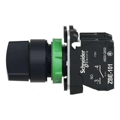 XB5AD25 - COMUTADOR 22MM PLASTICO COM MANOPLA CURTA 2 POSICOES FIXAS 1NA