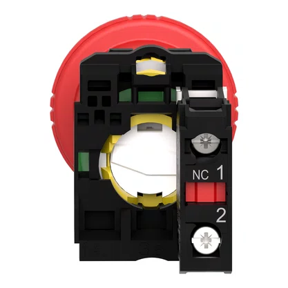 XB5AS9442 - BOTÃO Ø22MM PLÁSTICO EMERGÊNCIA CHAVE PARA DESTRAVAR COGUMELO Ø40MM VERMELHO NF