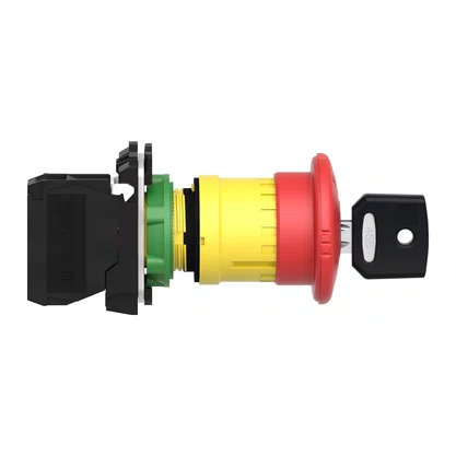 XB5AS9442 - BOTÃO Ø22MM PLÁSTICO EMERGÊNCIA CHAVE PARA DESTRAVAR COGUMELO Ø40MM VERMELHO NF