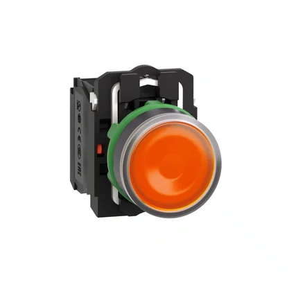 XB5AW35B5 - BOTÃO LUMINOSO Ø22MM PLÁSTICO RETORNO POR MOLA LARANJA NA NF 24VCA CC