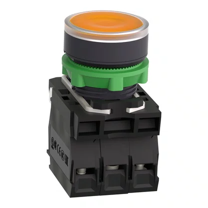 XB5AW35B5 - BOTÃO LUMINOSO Ø22MM PLÁSTICO RETORNO POR MOLA LARANJA NA NF 24VCA CC