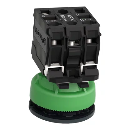 XB5FW36B5 - BOTÃO ANTIMICROBIANO LUMINOSO FACEADO Ø30MM PLÁSTICO RETORNO POR MOLA AZUL NA NF 24VCA CC