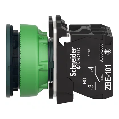 XB5FW36B5 - BOTÃO ANTIMICROBIANO LUMINOSO FACEADO Ø30MM PLÁSTICO RETORNO POR MOLA AZUL NA NF 24VCA CC