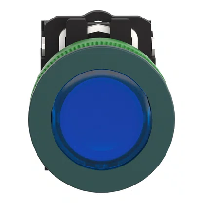 XB5FW36B5 - BOTÃO ANTIMICROBIANO LUMINOSO FACEADO Ø30MM PLÁSTICO RETORNO POR MOLA AZUL NA NF 24VCA CC