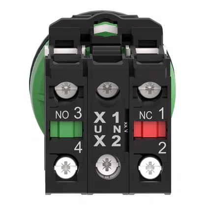 XB5FW36B5 - BOTÃO ANTIMICROBIANO LUMINOSO FACEADO Ø30MM PLÁSTICO RETORNO POR MOLA AZUL NA NF 24VCA CC