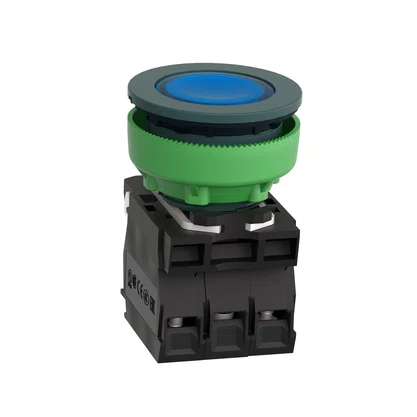XB5FW36G5 - BOTÃO ANTIMICROBIANO LUMINOSO FACEADO Ø30MM PLÁSTICO RETORNO POR MOLA AZUL NA NF 110  120VCA