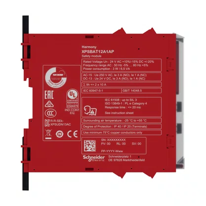 XPSBAT12A1AP - RELE SEG 3NO 24V PARAFUSO