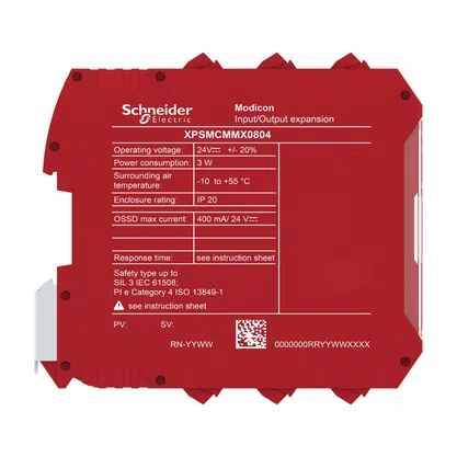XPSMCMMX0804 - MÓDULO DE EXPANSÃO CONTROLADOR DE SEGURANÇA 8 ENTRADAS 4 SAÍDAS DIGITAIS PL C SIL 1 TERMINAL PARAFUSO