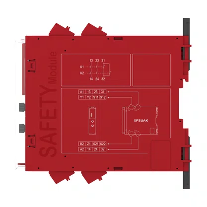 XPSUAK32AC - RELÉ DE SEGURANÇA CAT. 4 6 LEDS PL E SILCL 3 2 CANAIS DE ENTRADA 2 SAÍDAS NA 1 SAÍDA NF CONECTOR MOLA 48...230 VAC/CC