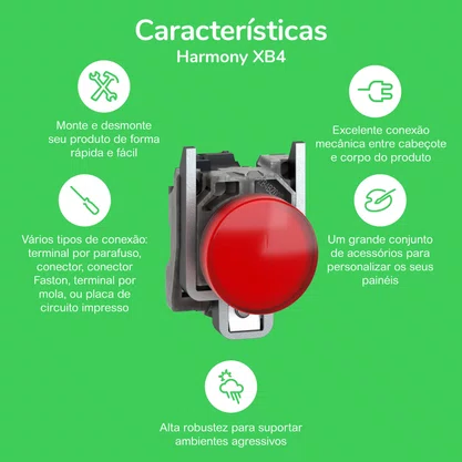 ZB4BH033 - CABEÇOTE PARA BOTÃO LUMINOSO Ø22MM METÁLICO FACEADO COM RETENÇÃO VERDE