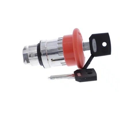 ZB4BS944 - CABEÇOTE PARA BOTÃO DE EMERGÊNCIA Ø22MM METÁLICO CHAVE PARA DESTRAVAR COGUMELO Ø40MM VERMELHO