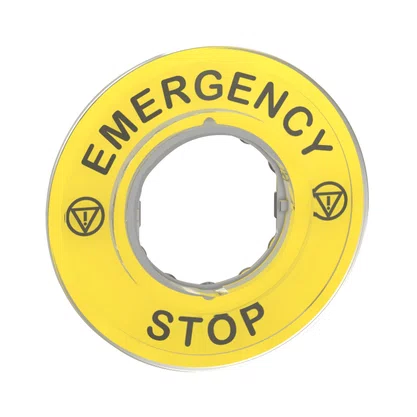 ZBY9320 - ETIQUETA CIRCULAR PLÁSTICA AMARELA Ø60MM PARA BOTÃO DE PARADA DE EMERGÊNCIAEMERGENCY STOP