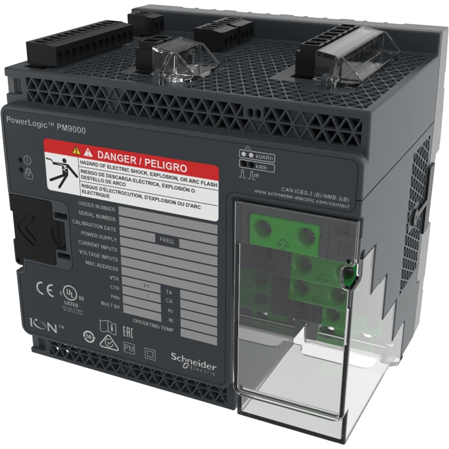 METSEION95030 - MEDIDOR POWERLOGIC™ ION9000T HSTC MONTAGEM DIN SEM VISOR KIT HW SCHNEIDER