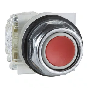 9001KR1RH13 - BOTÃO Ø30MM METÁLICO RETORNO POR MOLA VERMELHO NA NF