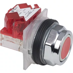 9001KR1RH6 - BOTÃO Ø30MM METÁLICO RETORNO POR MOLA VERMELHO NF