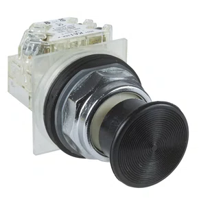 9001KR24BH13 - BOTÃO Ø30MM METÁLICO COGUMELO Ø35MM PRETO NA NF