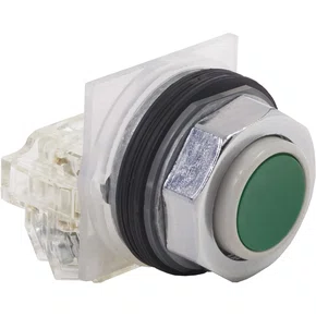 9001KR3GH13 - BOTÃO Ø30MM METÁLICO SALIENTE VERDE NA+NF