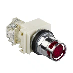 9001K3L35LRRH13 - BOTÃO LUMINOSO Ø30MM METÁLICO GUARDA ALTA RETORNO POR MOLA LED VERMELHO NA+NF 24VCA/CC
