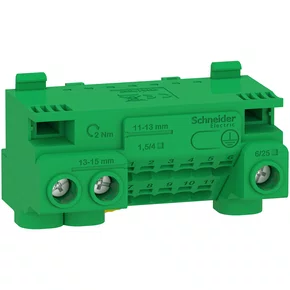 LGYT1E14 - EARTH TERMINAL BLOCK LINERGY SCREW AND SCREWLESS TERMINALS 14 HOLES 3X25 MM² + 11X4 MM² WITH JUMPER