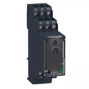 RE22R1CMR - RELÉ TEMPORIZADOR MODULAR 8A 1NAF 0 05S 300H FUNÇÃO DUPLA ATRASO NA DESENERGIZAÇÃO 24 240VCA CC SCHNEIDER