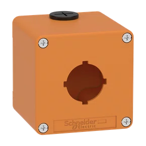 XAPO1601 - BOTOEIRA METÁLICA VAZIA Ø30MM LARANJA 1 FURO 80X80X77MM