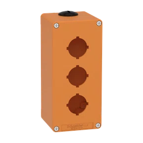 XAPO3603 - BOTOEIRA METÁLICA VAZIA Ø30MM LARANJA 3 FUROS 80X175X77MM