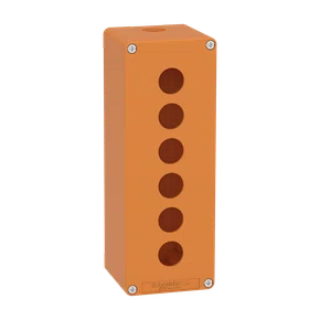 XAPO4506 - BOTOEIRA METÁLICA VAZIA Ø22MM LARANJA 6 FUROS 80X220X77MM