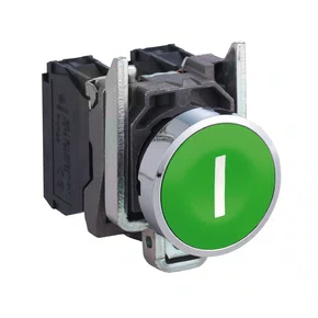 XB4BA3311 - BOTÃO Ø22MM METÁLICO RETORNO POR MOLA VERDE "I" NA