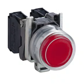 XB4BP42 - BOTÃO Ø22MM METÁLICO RETORNO POR MOLA VERMELHO COM CAPA NF