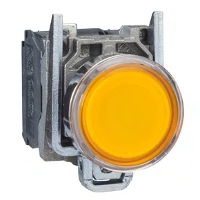 XB4BW3565 - BOTÃO LUMINOSO Ø22MM METÁLICO RETORNO POR MOLA LARANJA NA NF LÂMPADA ≤250V