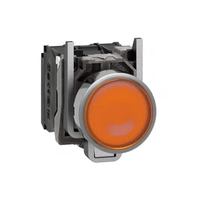 XB4BW35G5 - BOTÃO LUMINOSO Ø22MM METÁLICO RETORNO POR MOLA LARANJA NA NF 110VCA