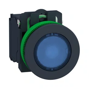 XB5FW36G5 - BOTÃO ANTIMICROBIANO LUMINOSO FACEADO Ø30MM PLÁSTICO RETORNO POR MOLA AZUL NA NF 110  120VCA