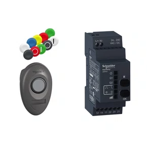 XB5RMA04 - KIT COM BOTÃO Ø22MM PLÁSTICO WIRELESS E MÓVEL RECEPTOR PROGRAMÁVEL 10 PASTILHAS INCLUSAS