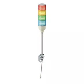 XVGB4S - COLUNA LUMINOSA Ø60MM PRÉ-MONTADA BUZZER LED VERMELHO VERDE AMARELO AZUL 24VCA CC TUBO DE MONTAGEM EM ALUMÍNIO COM SUPORTE EM L