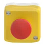 XALK178G - BOTOEIRA DE COMANDO Ø22MM PLÁSTICA AMARELA BOTÃO DE EMERGÊNCIA VERMELHO GIRAR PARA DESTRAVAR 2NA NF