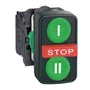 XB5AA731327 - BOTÃO TRIPLO Ø22MM PLÁSTICO RETORNO POR MOLA VERDE "I" VERMELHO SALIENTE "STOP" VERDE "II" 2NA NF