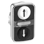ZB4BW7A1724 - CABEÇOTE PARA BOTÃO DUPLO LUMINOSO Ø22MM METÁLICO RETORNO POR MOLA BRANCO "↑" PRETO "↓" SINALIZADOR CENTRAL BRANCO